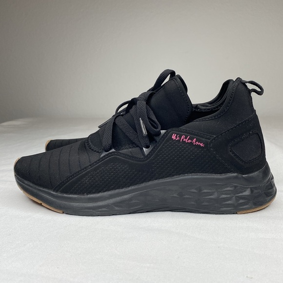 US POLO ASSN. Black and pink slip on sock sneakers with laces SIZE 6.5 - Picture 6 of 10